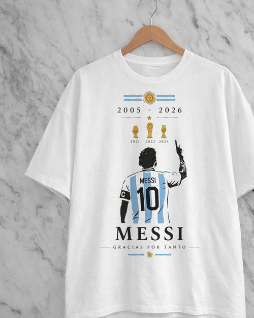 Remera blanca Gracias por tanto, edición despedida del 10