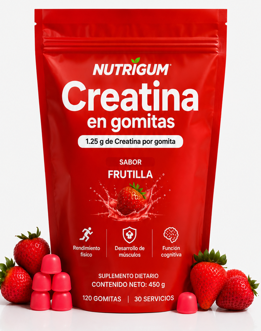 NUTRIGUM Creatina en Gomitas | 1.25 g por gomita | Sabor Frutilla