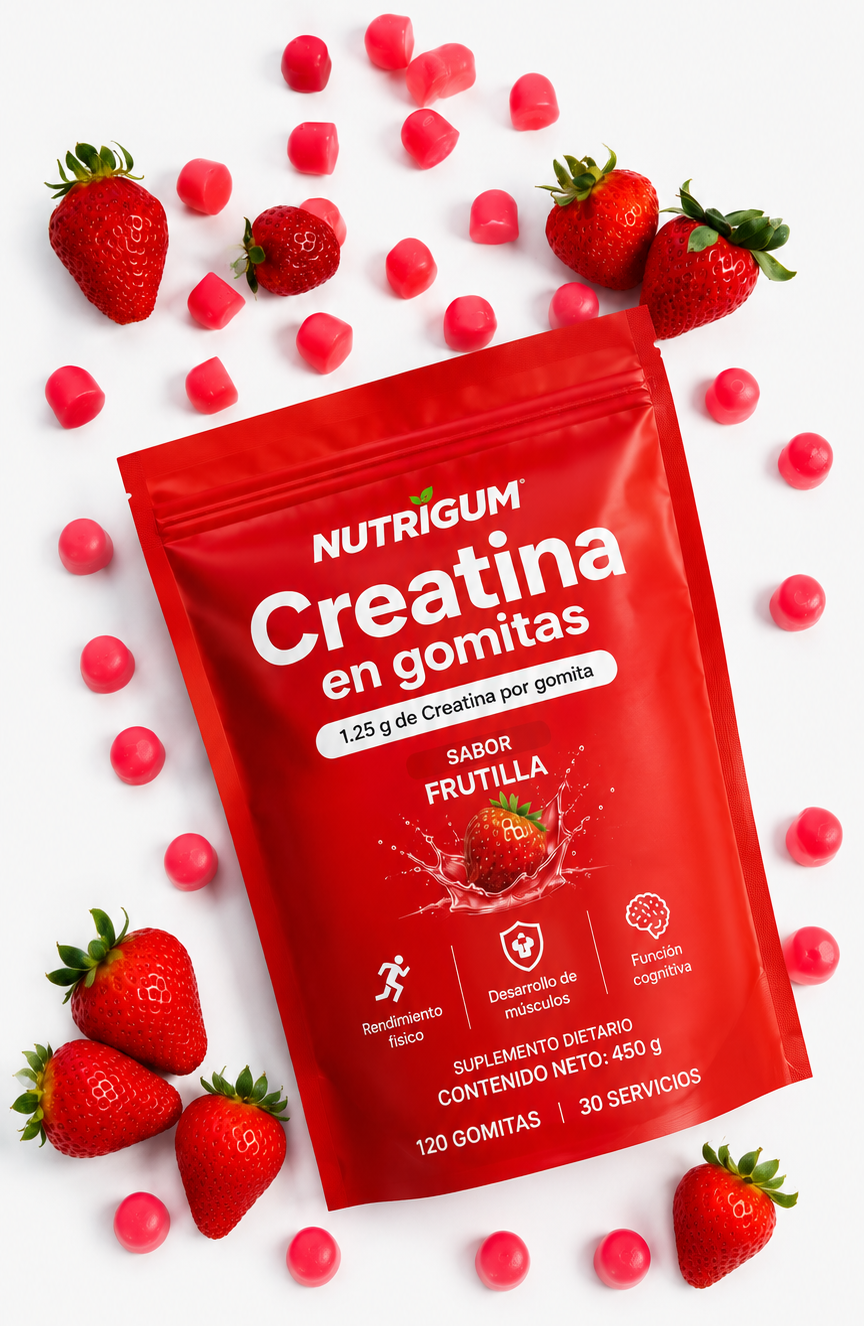 NUTRIGUM Creatina en Gomitas | 1.25 g por gomita | Sabor Frutilla